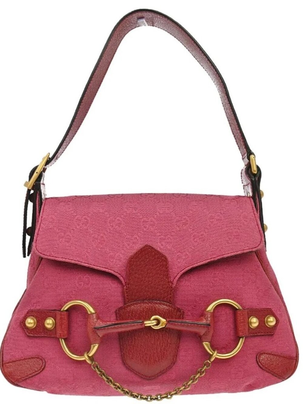 Gucci Pink Canvas Horsebit GG Handbag 120984 2684 168324